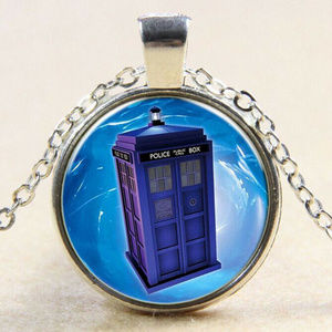 Telephone Booth TARDIS Dr. Who Cabochon Necklace